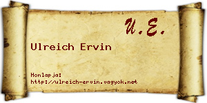 Ulreich Ervin névjegykártya